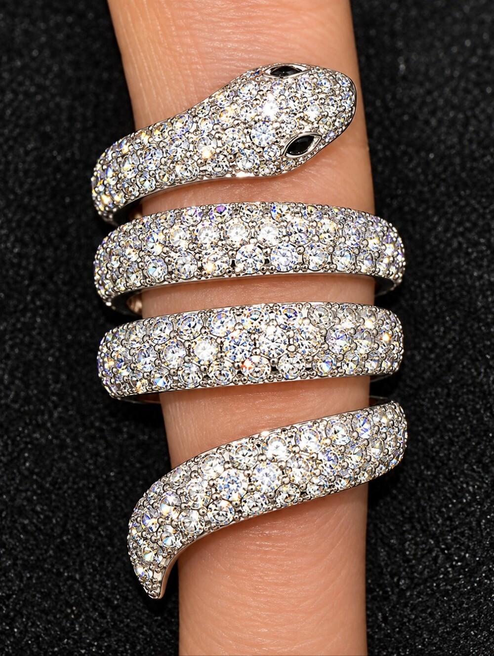 22kwgp Dubai Sparkling Silver Crystal Wrap Ring - Women Jewelry